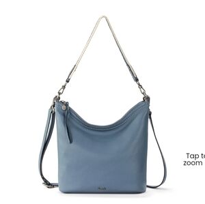 Jasmine Bucket Crossbody Leather Purse in Maritime Blue Shoulder Bag Womens NWOT